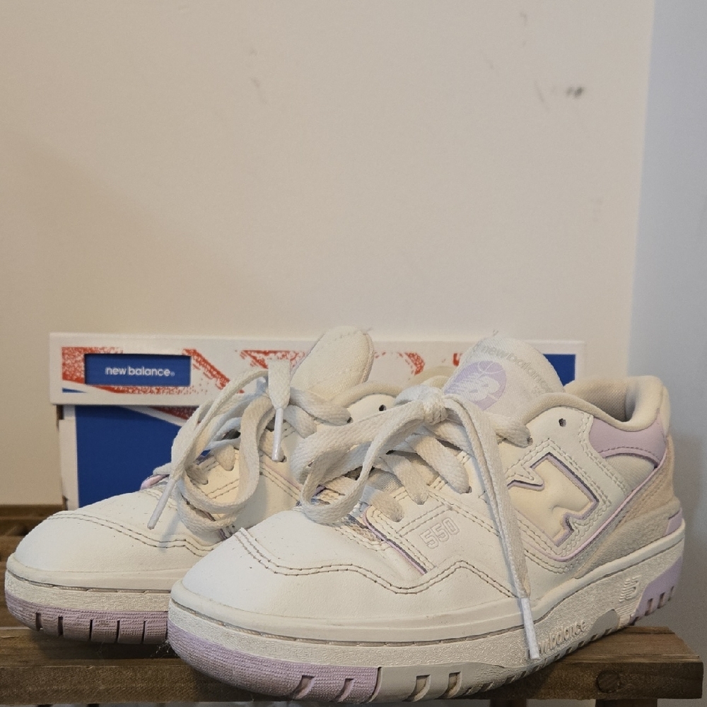 New Balance White and Purple Sneakers Classic Design